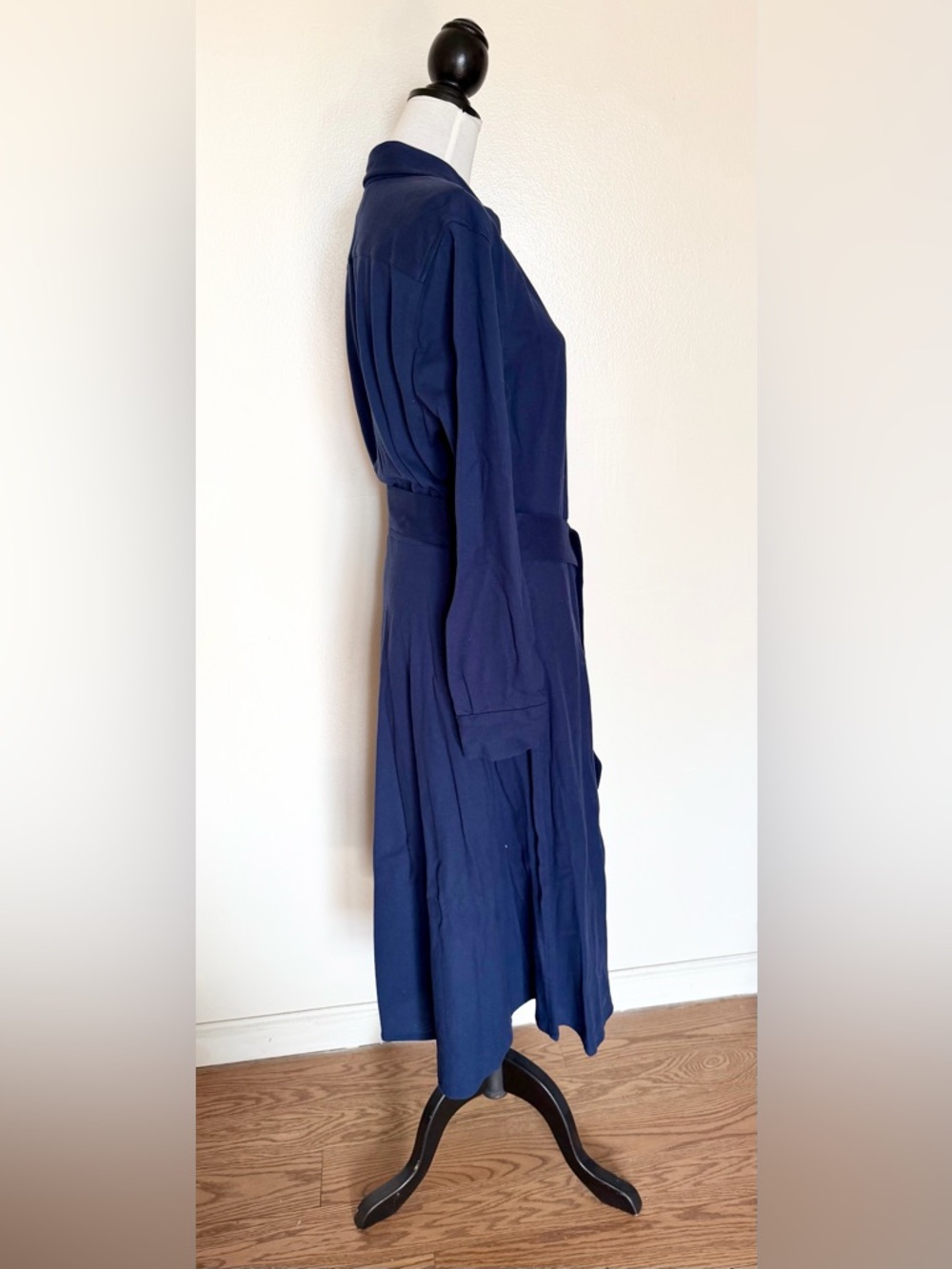 Ralph Lauren Navy Long-Sleeve Shirt Dress with Self Tie - Picture 2 of 8